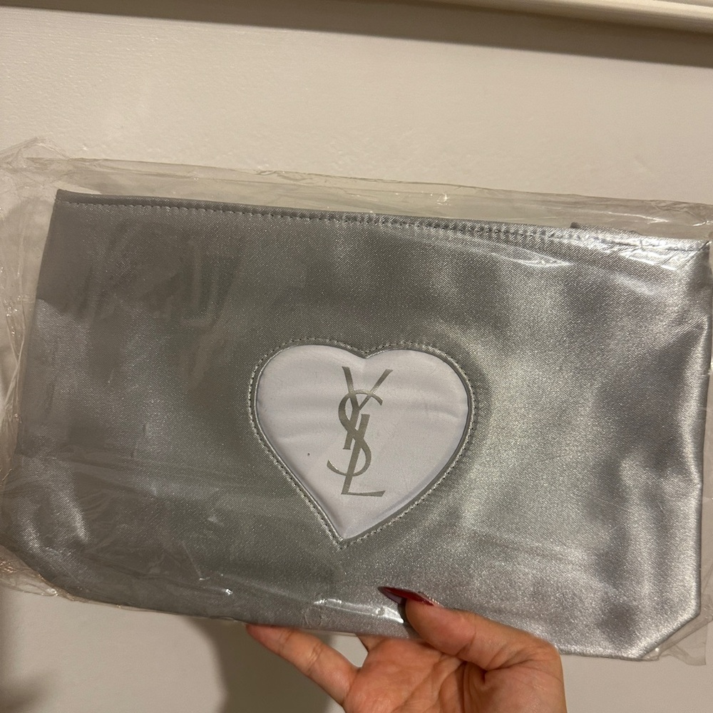 Authentic cute silver YSL pouch